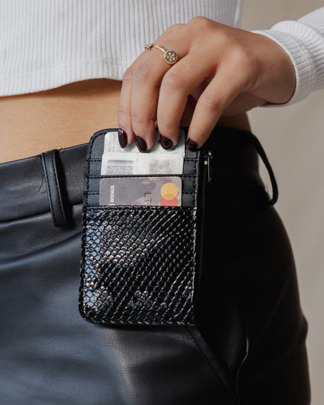 Black SnakeSkin Card Holder - PALMA