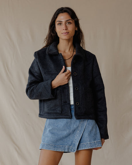 Black Cropped Coat - PALMA