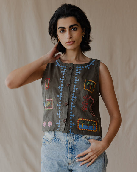 Tropical Threads Vest Olive - PALMA