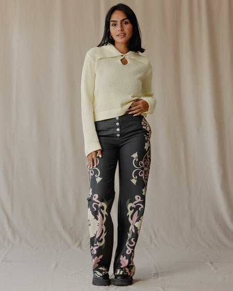 Midnight Petal Muse Linen Pants - PALMA