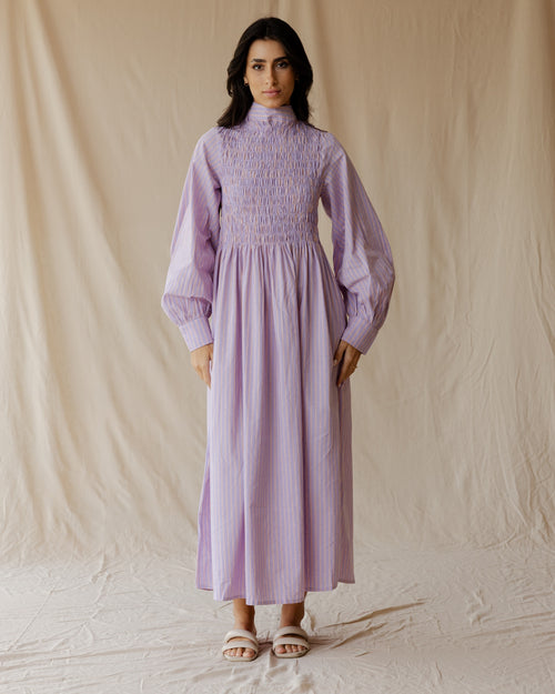 purple and green striped dress Ganni Stripe Maxi dress