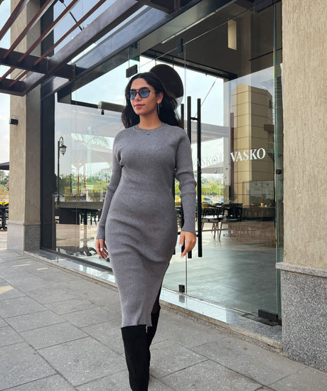 Daring Knitted Dress Grey - PALMA