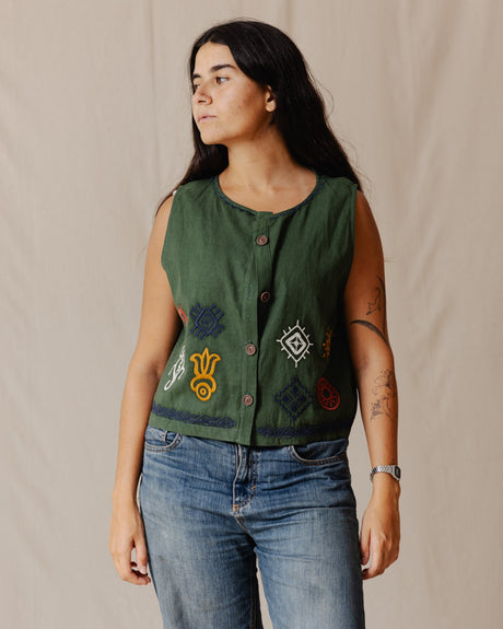 The Boho Lizard Vest Olive - PALMA