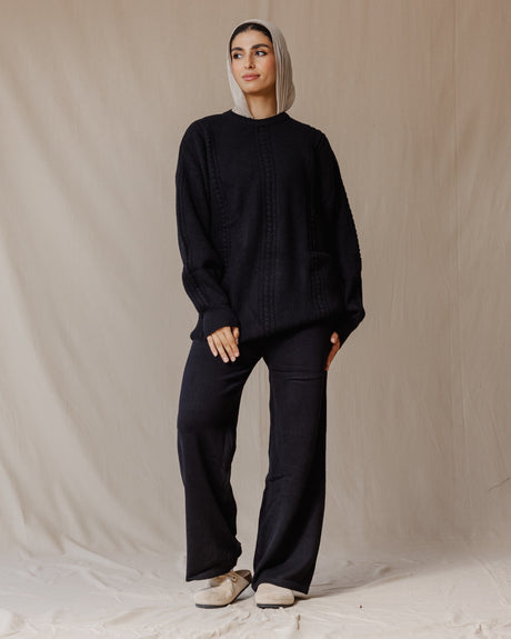 Braided Knit Set Black - PALMA