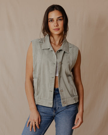 Denim Vest Olive