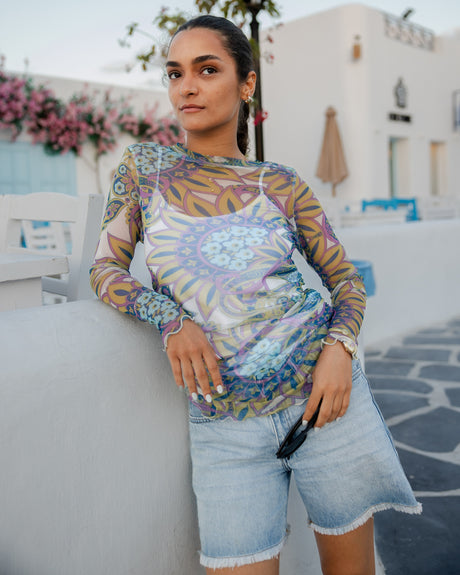 Boho Mesh Top in Blue - PALMA