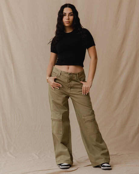 Washed Cargo Pants In Olive - PALMA