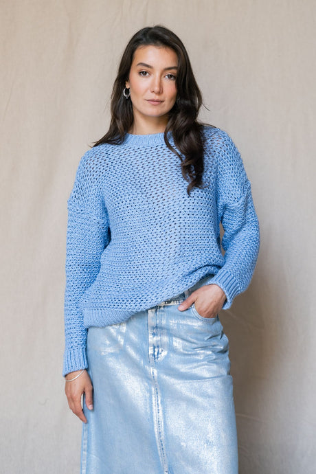 Knitted Sweater In Baby Blue - PALMA
