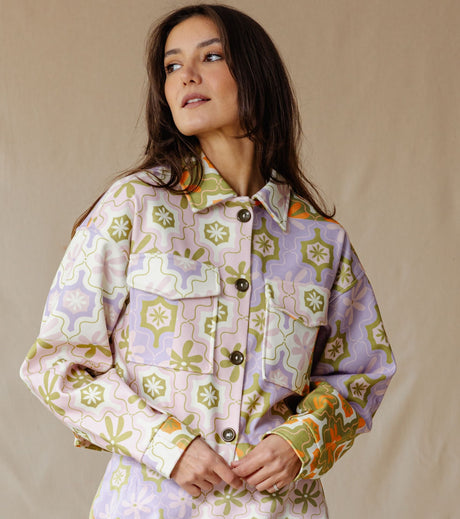 Floral Mosaic Cropped Jacket - PALMA