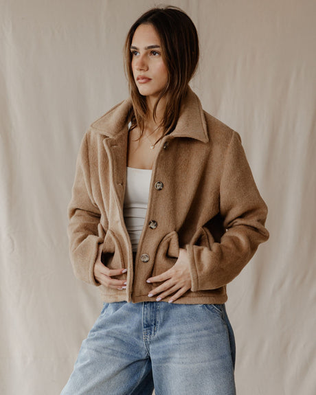 Beige Cropped Coat - PALMA