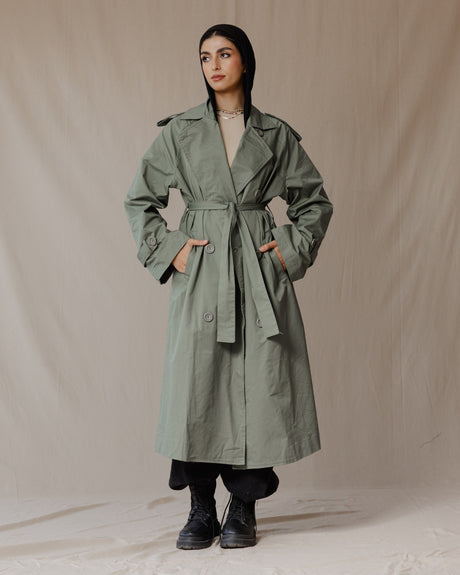 Relax Fit Trench Coat Olive - PALMA