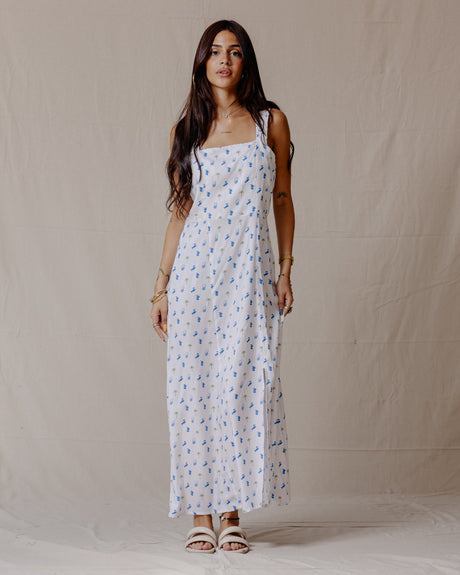 Tropical Nazar Palm Dress Blue - PALMA