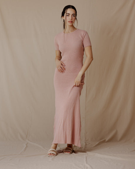 Short Sleeved Knit Dress Cashmere - PALMA