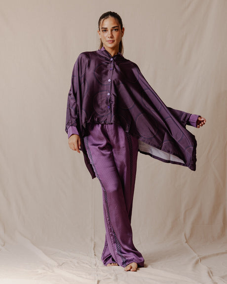 Geometric Lines Cape Set Purple - PALMA
