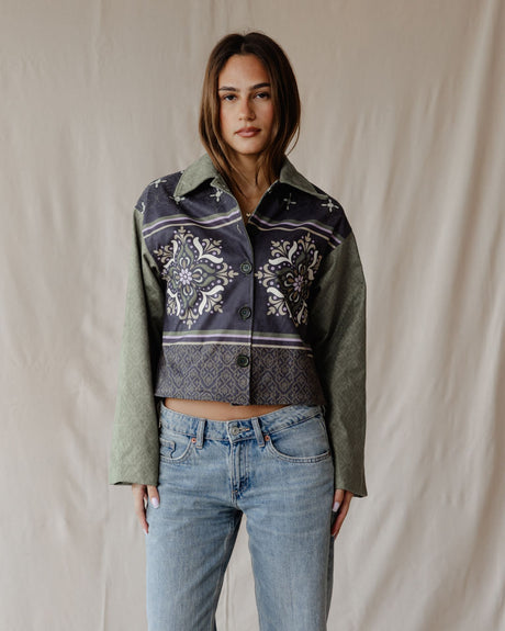 Olive Arabesque Suede Jacket - PALMA
