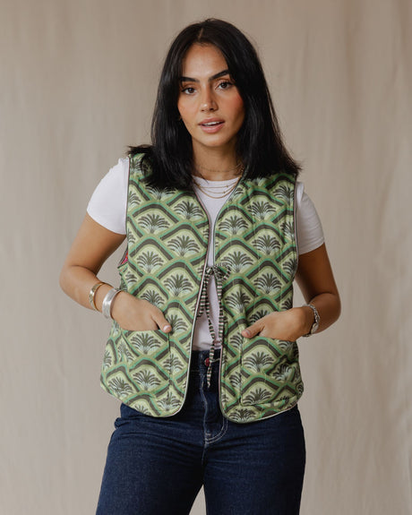 Flip & Bloom Reversible Vest in Green/Pink - PALMA