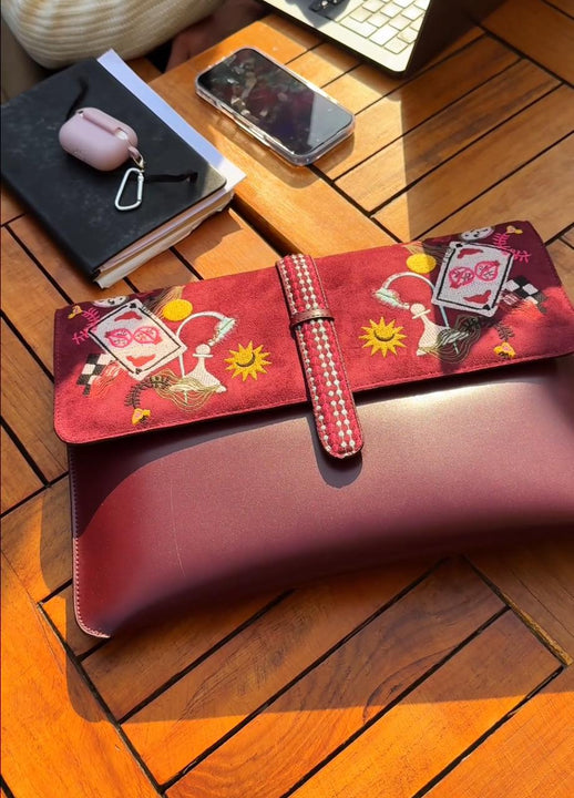 Game Night Laptop Sleeve In Burgundy