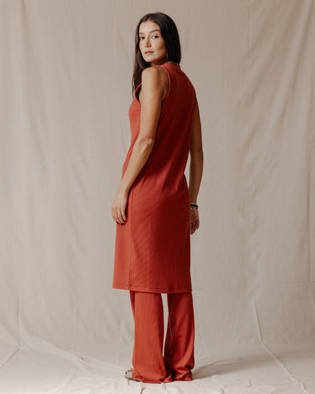 Buttoned Sleeveless Set Brick - PALMA