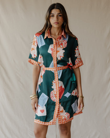 Hearts On Deck Satin Shirt Dress - PALMA