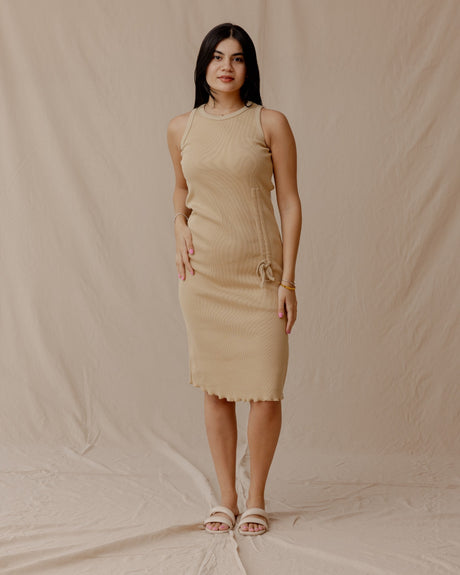 Drawstring Fitted Dress Beige - PALMA