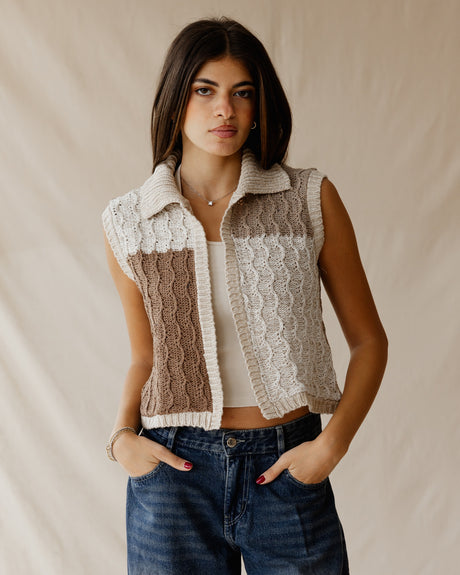 Lyra Beige Knit Vest - PALMA