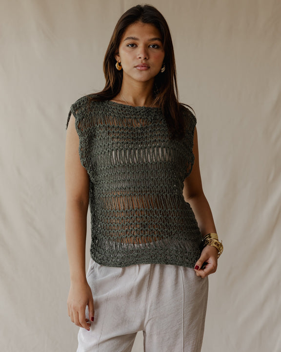 Knit Me Not Olive Top