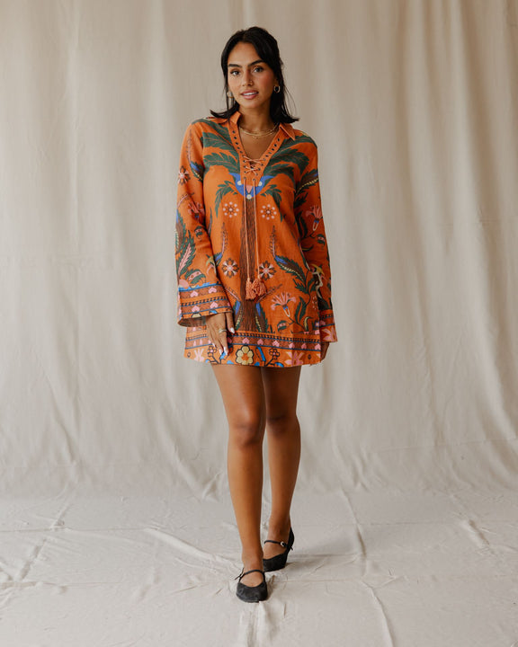 Tamara Palm Orange Dress