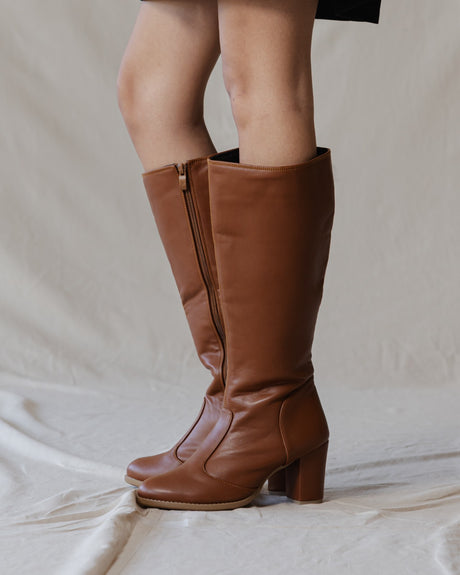 Knee High Leather Boots Havane - PALMA