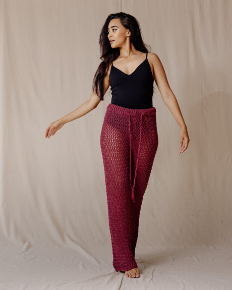 Handmade Crochet Pants Burgundy - PALMA
