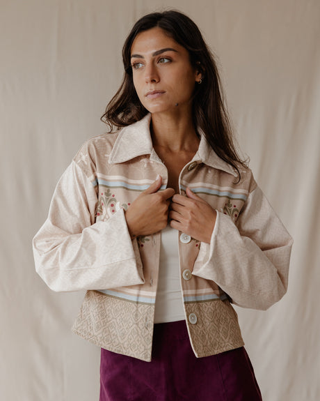 Beige Arabesque Suede Jacket - PALMA