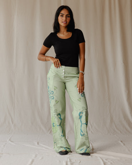 Sage Petal Muse Linen Pants - PALMA