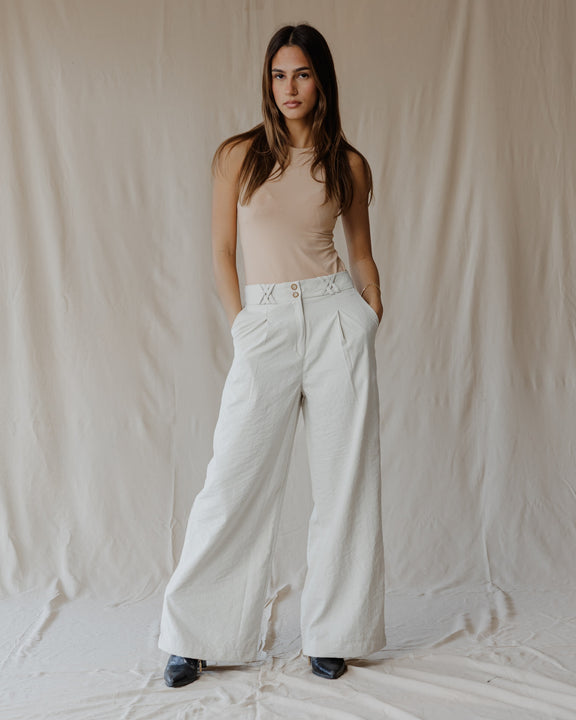X Stitch White Pants