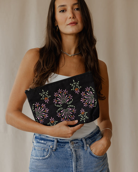 Petal Pop Embroidered Pouch