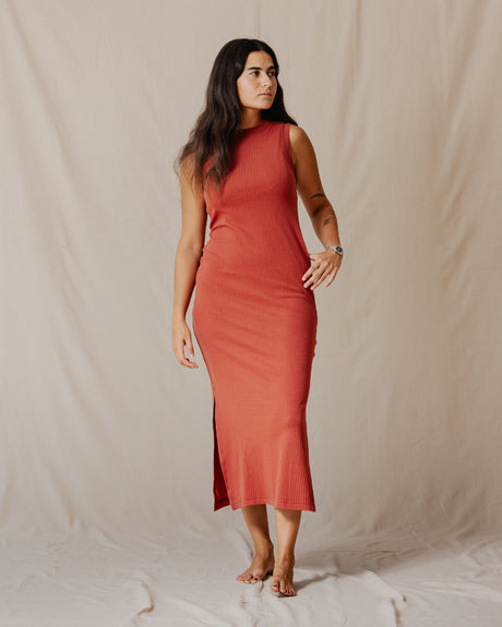Amelia Ribbed Dress Brick - PALMA