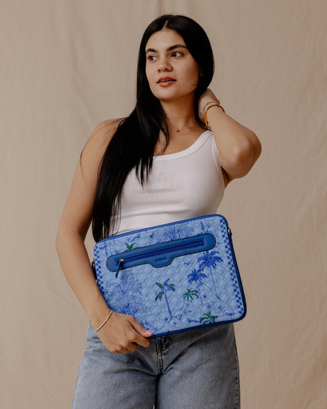 Monkey Land Quilted Sleeve Blue - PALMA