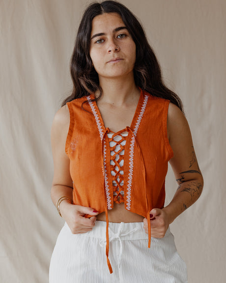 Twisted And Woven Vest Orange - PALMA