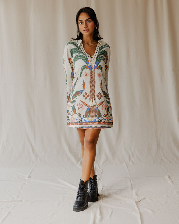 Tamara Palm Beige Dress