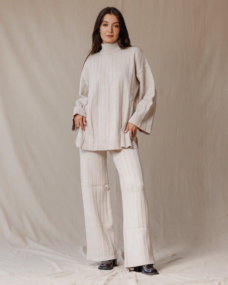 Turtleneck Knit Set Beige - PALMA