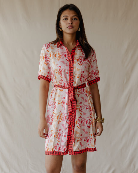 Queen of Hearts Satin Shirt Dress - PALMA