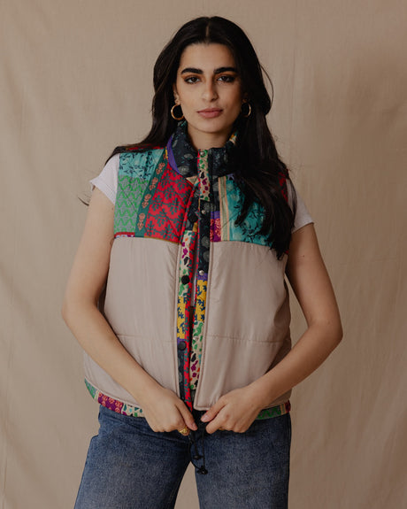 Indian Florals Waterproof Vest Beige - PALMA