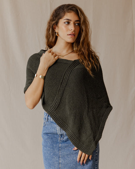 Handmade Poncho Scarf Olive - PALMA