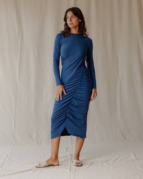 Ruched Dress In Blue - PALMA