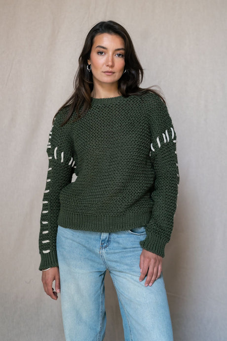 The Hand-Stitched Sweater Olive - PALMA