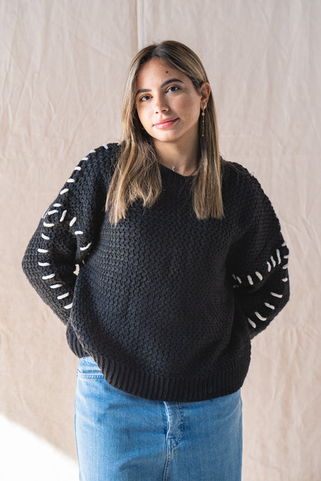 The Hand-Stitched Sweater Black - PALMA