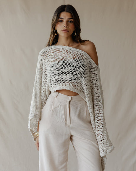 Overlay Crochet Top Off-White - PALMA