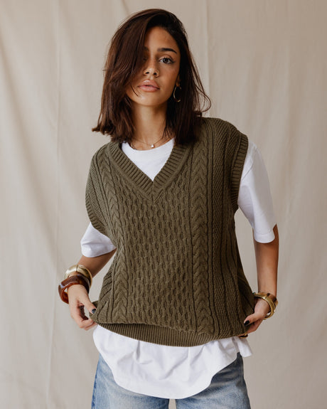 Olive Tricot Vest - PALMA