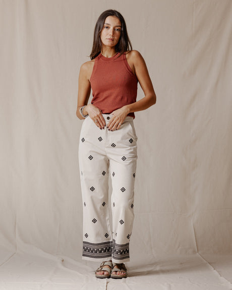 Ethnic Embroidered Pants Beige - PALMA