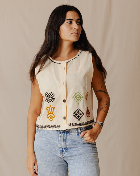 The Boho Lizard Vest Off-White - PALMA