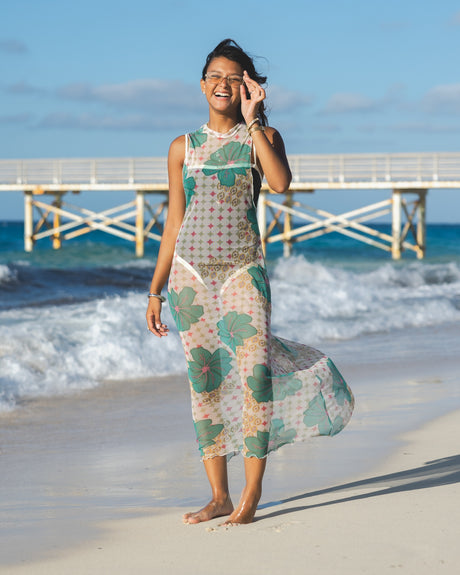 Tropical Mesh Dress in Off-White - PALMA