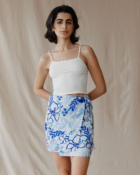Frosted Petals Wrap Mini Skirt - PALMA
